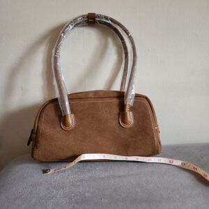NWT VEGAN LEATHER Brown Soft  Suede-like Material Handbag.